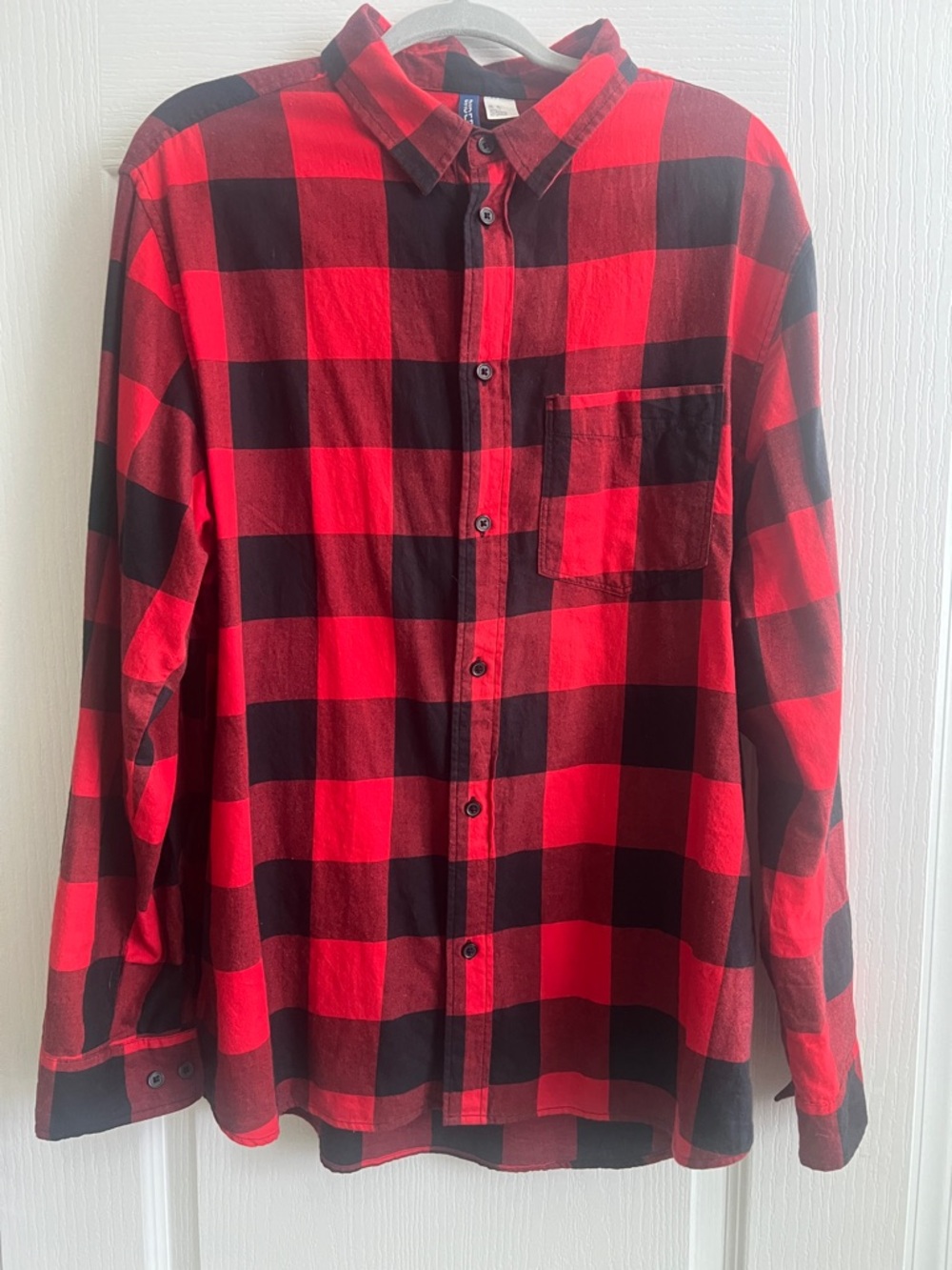 H&M Red and Black Buffalo Check Button-Down Shirt